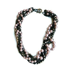 J. Crew chunky lilac pearl multi strand necklace